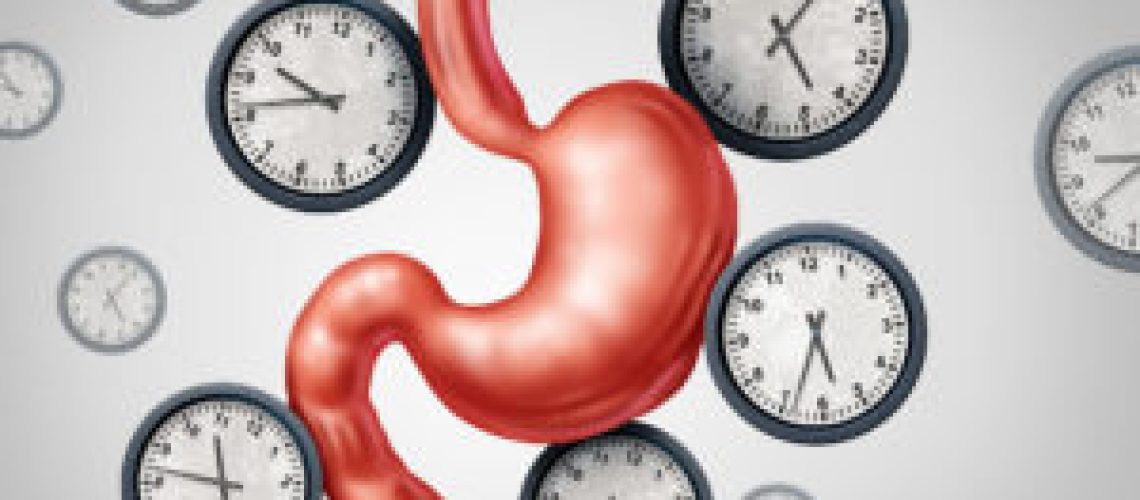 Fasting cure concept as a restricted eating diet schedule as a natural medicine for longevity by weightloss control through calorie restriction timing  with 3D illustration elements.